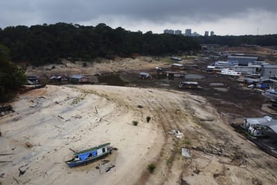 In Brazil's , rivers fall to record low levels during drought