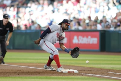 Miami Marlins' Josh Bell celebrates as he rounds second base after hitting  a home run during the eighth inning of a baseball game against the Houston  Astros, Monday, Aug. 14, 2023, in