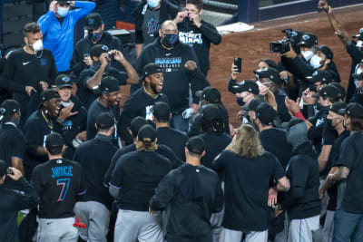 Miami Marlins Steal Your Base Black Athletic T-Shirt