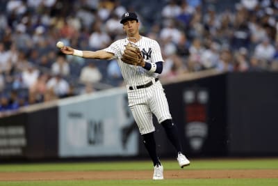 New York Yankees right fielder Oswaldo Cabrera reacts after making a catch  on a ball hit by Toronto Blue Jays' Lourdes Gurriel Jr. during the first  inning of a baseball game Friday, Aug. 19, 2022, in New York. (AP  Photo/Adam Hunger Stock Photo - Alamy