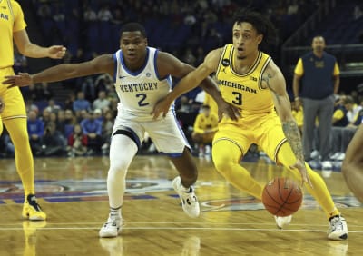 Men's University of Michigan #2 Jordan Poole Yellow University Jerseys -  Jordan Poole Jersey - Michigan Jersey 