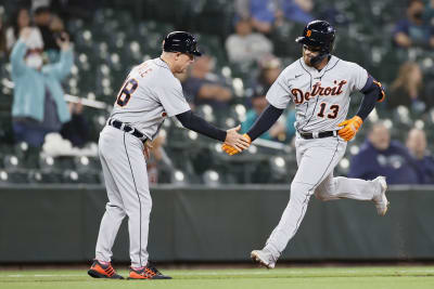 Detroit Tigers' Eric Haase plays during a baseball game, Thursday