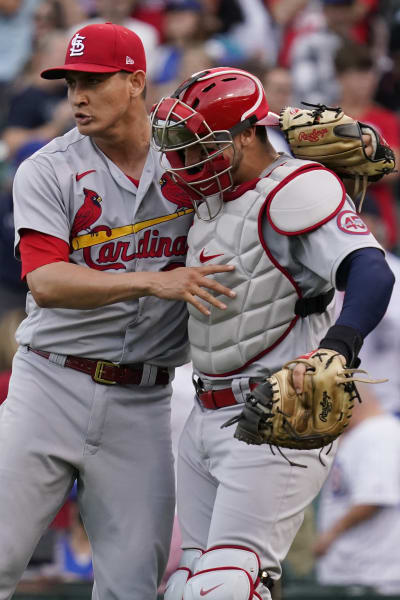 Andrew Knizner catching for Cardinals Monday