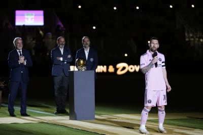 Lionel Messi's 8th Ballon D'Or trophy celebrated by Inter Miami in  exhibition match – WWLP