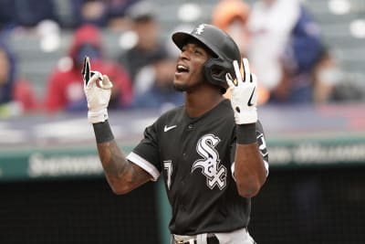 Tim Anderson of the Chicago White Sox celebrates in the dugout