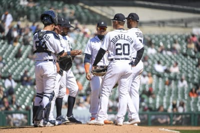 Detroit MI, USA. 13th Apr, 2022. Boston pitcher Kutter Crawford (50) throws  a pitch during the game with Boston Red Sox and Detroit Tigers held at  Comercia Park in Detroit Mi. David