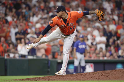 The Woodlands' Jameson Taillon pitches during a night game April