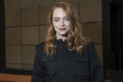 emma stone attends the louis vuitton show during paris fashion