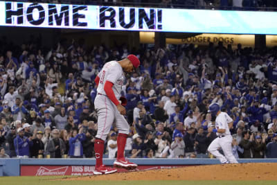 LOS ANGELES, CA - APRIL 17: The Cincinnati Reds logo on a jersey during a  MLB game between the Cincinnati Reds and the Los Angeles Dodgers on April  17, 2019 at Dodger