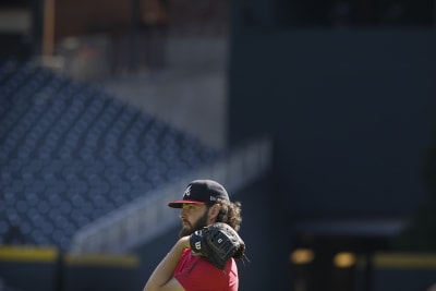 Atlanta Braves pitcher Ian Anderson (36) is photographed at the