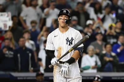 The New York Yankees celebrate their win after a baseball game