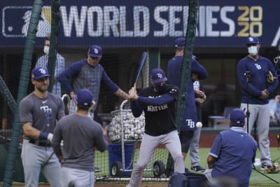 Los Angeles Dodgers warm up prior to their game with the San Diego