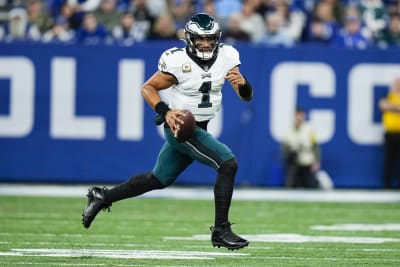 Jalen Hurts celebration, Jalen Hurts, party, 18/24 206 total yards 2 TDs  1 exciting half from Jalen Hurts #PHIvsATL, #FlyEaglesFly, By  Philadelphia Eagles