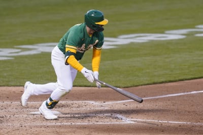 Manaea's no-hit bid ends, A's win on second big hit by Brown