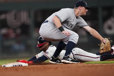 New York Yankees second baseman DJ LeMahieu hits a double and