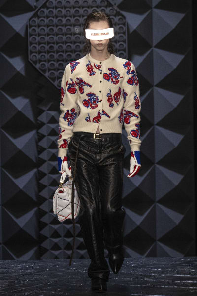A model wears a creation for Louis Vuitton men's Fall-Winter 2012