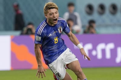 Japan's Ritsu Doan scores goal vs. Germany in 75', 2022 FIFA World Cup