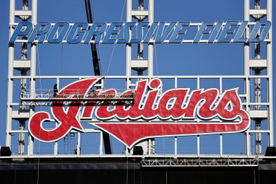 Indians begin removing scripted name from stadium scoreboard
