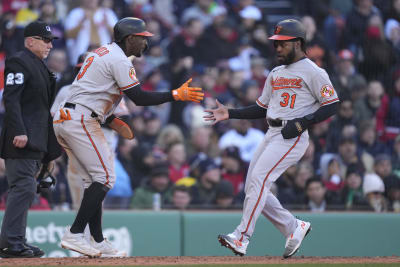 Jorge Mateo of the Baltimore Orioles bats against the Boston Red Sox