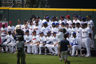 The American League poses for a team photo during the MLB All-Star