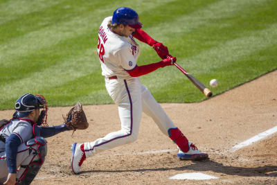 Alec Bohm of the Philadelphia Phillies bats during the Atlanta Braves