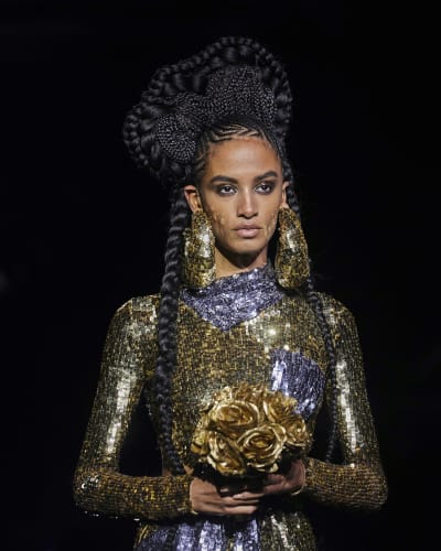 Tom Ford closes Fashion Week with big hair, miles of sparkle - The