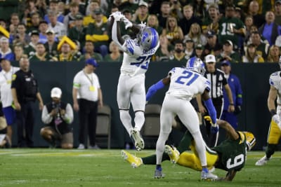 Detroit Lions cornerback Jerry Jacobs' second interception of game vs.  Green Bay Packers quarterback Jordan Love comes in red zone