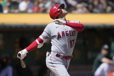 A's split doubleheader with Angels