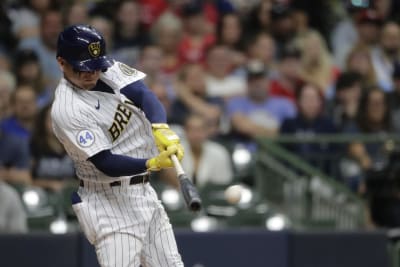 Milwaukee Brewers' Luis Urias of a baseball game against the San