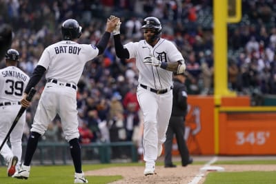 Detroit Tigers' Javier Baez runs during the eighth inning of a baseball  game against the Chicago