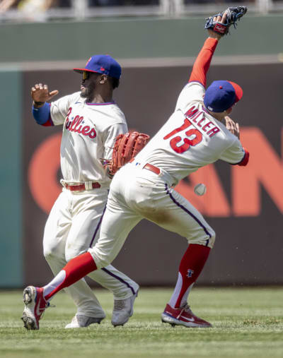 Philadelphia Phillies' Brad Miller plays during a baseball game