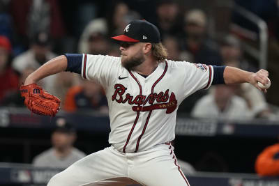 Atlanta Braves relief pitcher Luke Jackson throws during the sixth