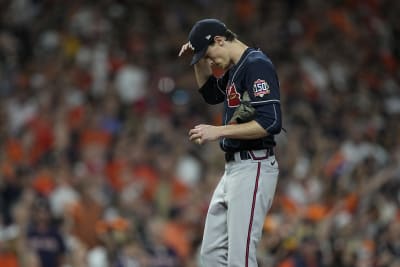 Houston, USA. 27th Oct, 2021. Houston Astros Yuli Gurriel gestures after  hitting a single in the 2nd inning in game two against the Atlanta Braves  in the MLB World Series at Minute