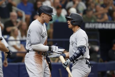 Watch as Aaron Judge's batting practice homer smashes into a concession  stand