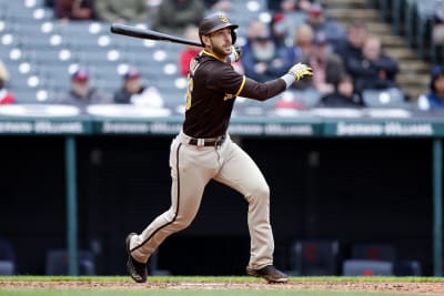 San Diego Padres' Luke Voit scores on a sacrifice fly by Austin