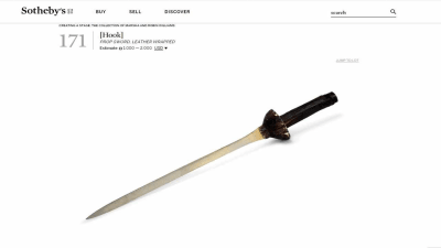 Robin Williams' items for auction include Captain Hook sword