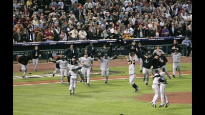 The Chicago White Sox celebrate winning Game 4 of the 2005 World News  Photo - Getty Images