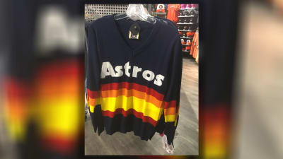 Kate Upon Astros Jacket  Rainbow Stripe Kate Upton Astros Sweater