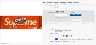 Supreme oreos price ebay outlet