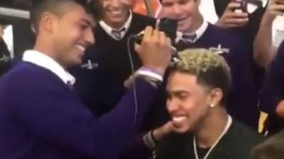 Cleveland Indians SS Francisco Lindor loses bet (and his hair) with high  school alma mater