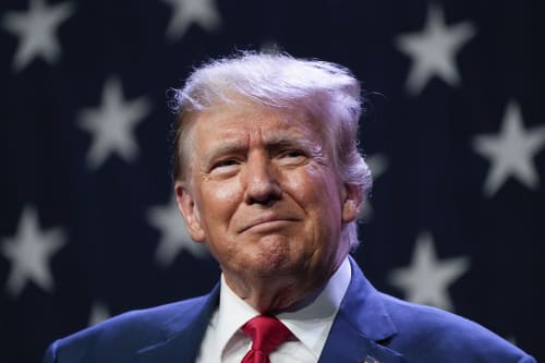 Republican presidential candidate former president Donald Trump speaks at the Republican Party of Iowa's 2023 Lincoln Dinner in Des Moines, Iowa, Friday, July 28, 2023. (AP Photo/Charlie Neibergall)