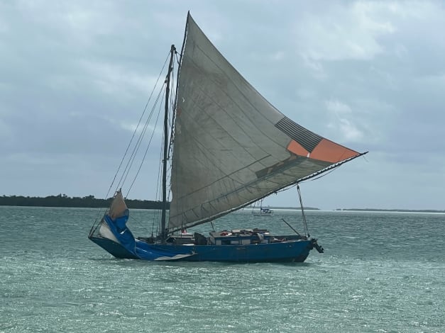 Florida Keys deputies shared this photo of a boat that transported migrants near shore Monday.