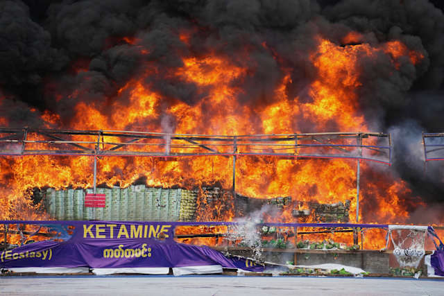 Myanmar burns confiscated drugs worth around $300 million