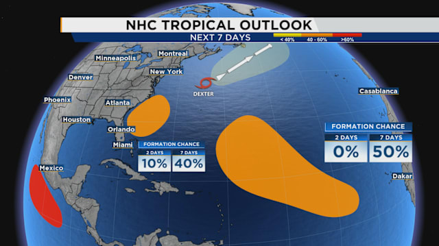 Tropics Update: Tropical Storm Dexter, 2 other areas worth watching