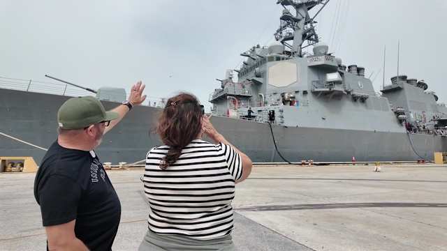 Jacksonville families say goodbye as Navy destroyer heads out for