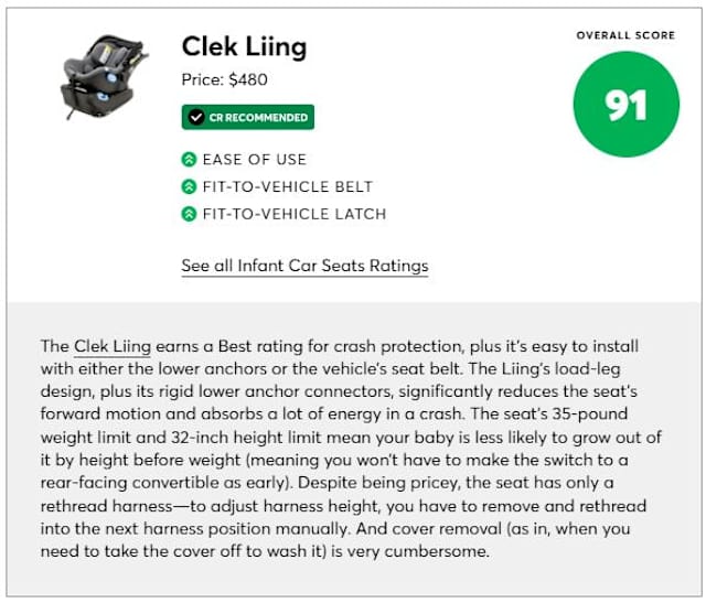 crash test ratings car seats