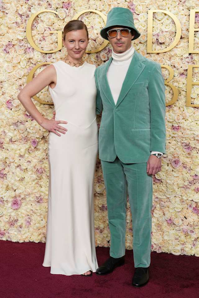 man in green dress at golden globes CUSTOM, CLASSY, CONFIDENT: #OLANDRIA is on the money in green at the #GoldenGlobes2026 red carpet. @bomanizer @Olandria