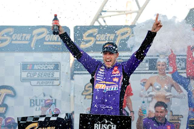 Tears of triumph: Denny Hamlin wins emotional race in Las Vegas