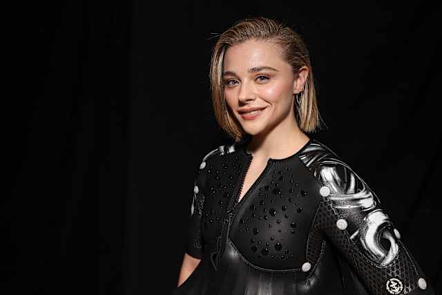 chloe grace moretz blue leather dress Chloe Grace Moretz Leather Jacket  LeatherCult