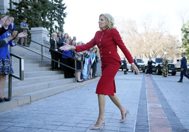 jill biden red dress Jill Biden and the Statement of No Statement Dressing